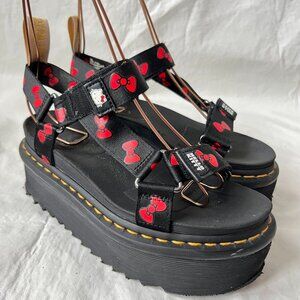 Dr Martens sandals Vegan Hello Kitty Platform black red bows womens 6 docs